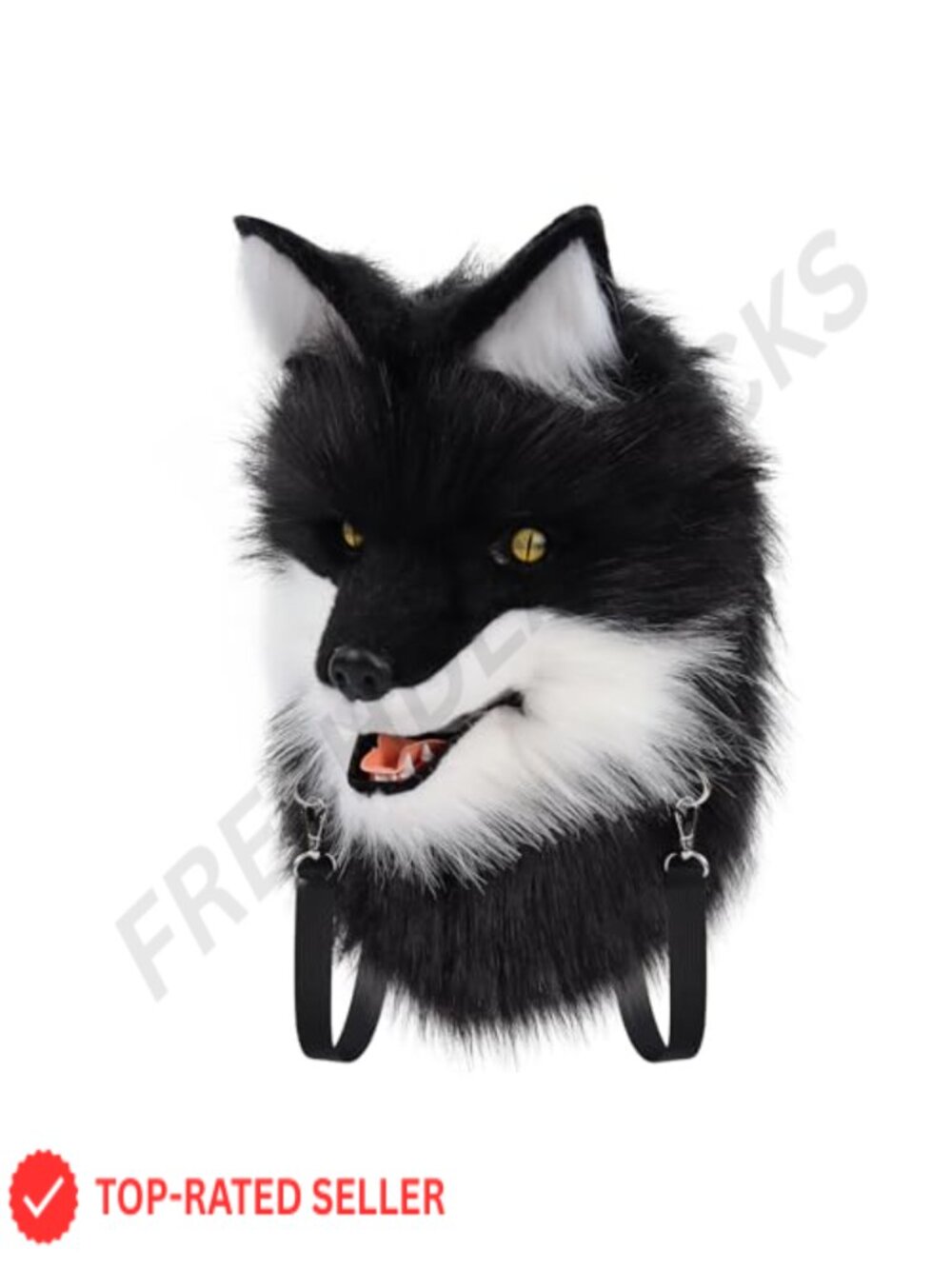 Faux Fur Dog Head Mask Backpack Plush Fursuit Shoulder Bag Costume